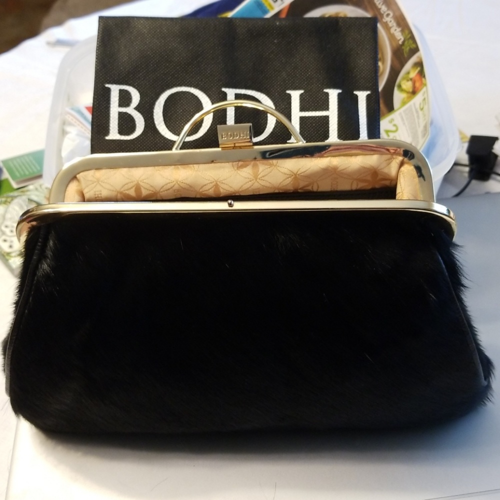 BODHI Black Calf hair clutch